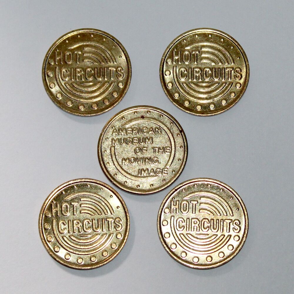 Lot 5 Vintage coin token Hot Circuit American Museum Moving Image Arcade Game